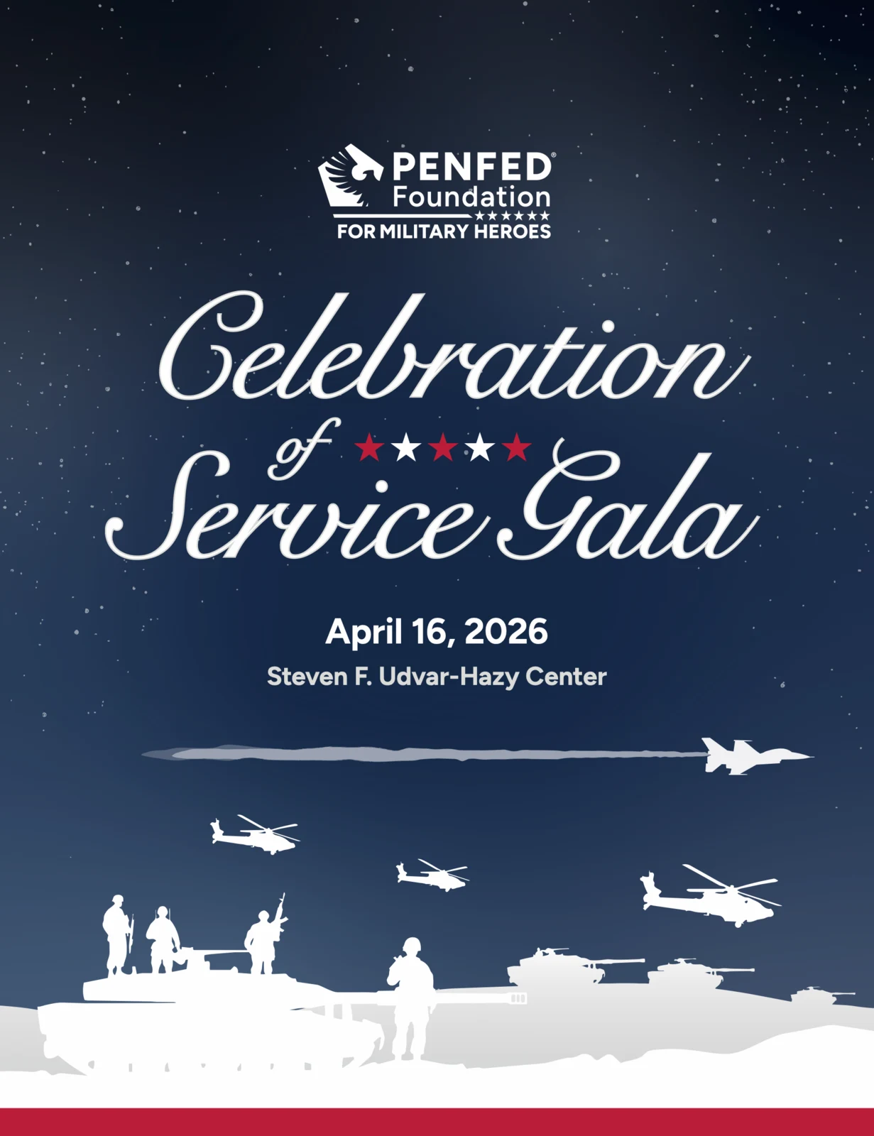 Main artwork for the 2026 PenFed Foundation Celebration of Service Gala